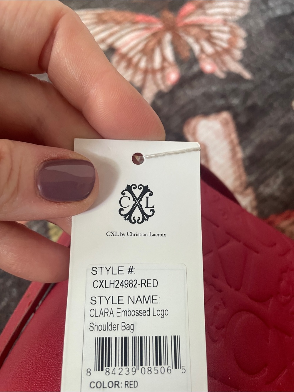 CXL Christian Lacroix Embossed Red Shoulder Bag with Gold Accents Logo - Picture 14 of 14